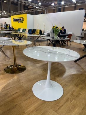 Стол обеденный ESPERO Signal 90x90 Белый Мрамор / Белый фотография
