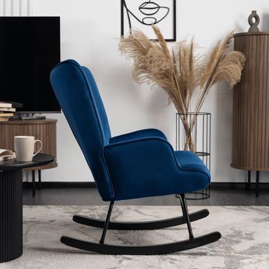 Крісло-гойдалка оксамитове MEBEL ELITE ELIS Velvet Синій фотографія
