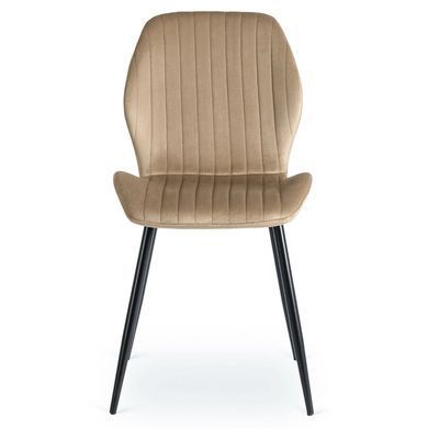 Комплект стол MEBEL ELITE GLOS 135х80 см Дуб Золотой / Черный +4 стула LILAC Беж фотография