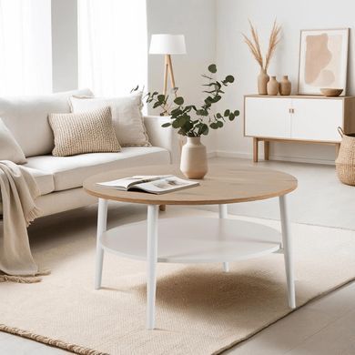 Журнальный столик MEBEL ELITE PAULO MAX 80x80 Дуб/белый фотография