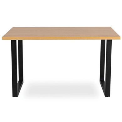 Комплект стол MEBEL ELITE GLOS 135х80 см Дуб Золотой / Черный +4 стула LILAC Беж фотография