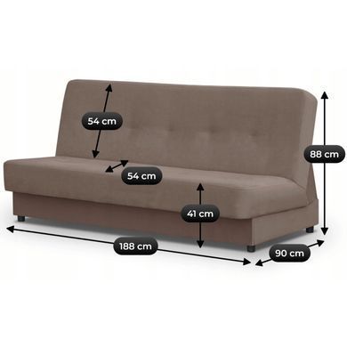 Диван розкладний MEBEL ELITE ARUBA 188 см Коричневий фотографія
