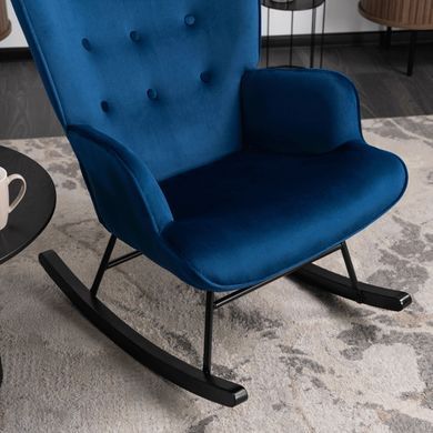Крісло-гойдалка оксамитове MEBEL ELITE ELIS Velvet Синій фотографія