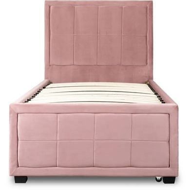 Кровать односпальная бархатная MEBEL ELITE ELIF 90x200 см с дополнительным спальным местом Розовый фотография
