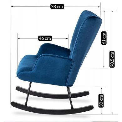 Крісло-гойдалка оксамитове MEBEL ELITE ELIS Velvet Синій фотографія
