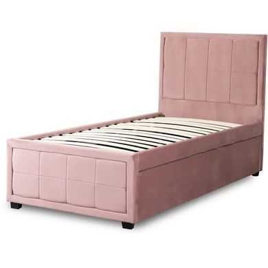 Кровать односпальная бархатная MEBEL ELITE ELIF 90x200 см с дополнительным спальным местом Розовый фотография