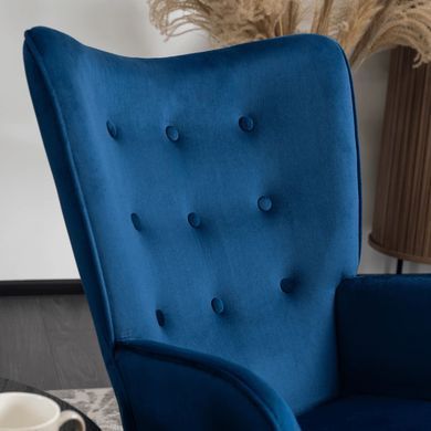 Крісло-гойдалка оксамитове MEBEL ELITE ELIS Velvet Синій фотографія