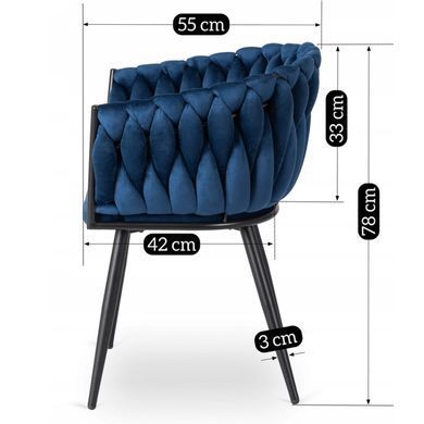 Стул бархатный MEBEL ELITE ELENA Velvet Синий фотография