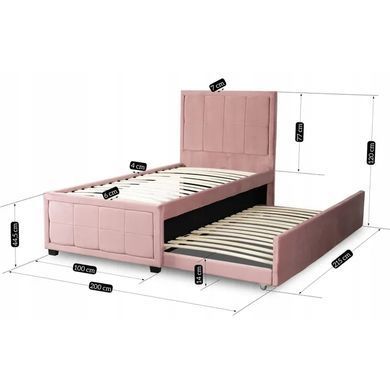 Кровать односпальная бархатная MEBEL ELITE ELIF 90x200 см с дополнительным спальным местом Розовый фотография