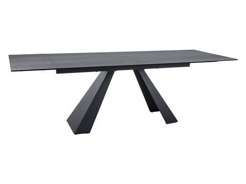 Стол Обеденный SALVADORE CERAMIC PIETRA DI SAVOIA 160(240)X90 Signal Светло Серый Мат / Черный Мат фотография