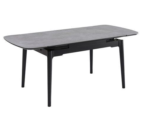 Стіл DUBLIN CERAMIC Intarsio 120(180)*80 світло-сірий/чорний каркас фотографія