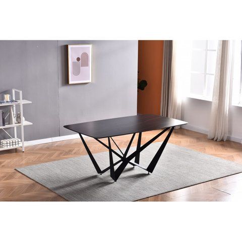 Стіл DALI CERAMIC Intarsio 180х90 Чорний Ефект Мармуру фотографія