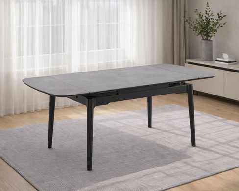 Стіл DUBLIN CERAMIC Intarsio 120(180)*80 світло-сірий/чорний каркас фотографія
