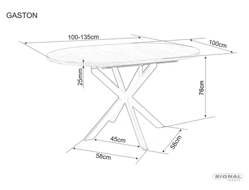 Стіл Розкладний GASTON CERAMIC Signal 100(135)x100 Травертин бежевий/кашемір фотографія