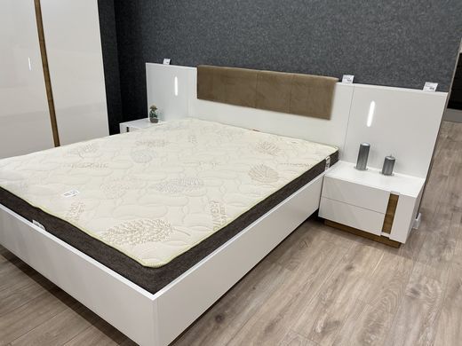 Ліжко (каркас) Perfect Home Арко / Arco 160 з м'яким ізголів'ям двоспальне Білий глянець/дуб грандсон фотографія