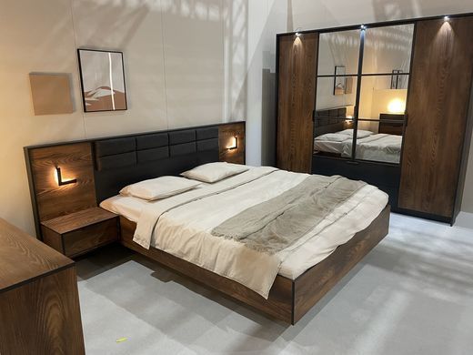 Тумби приліжкові з підсвіткою Perfect Home Мілтон / Milton з 2 шухлядами 1S/49 Каштан/антрацит фотографія