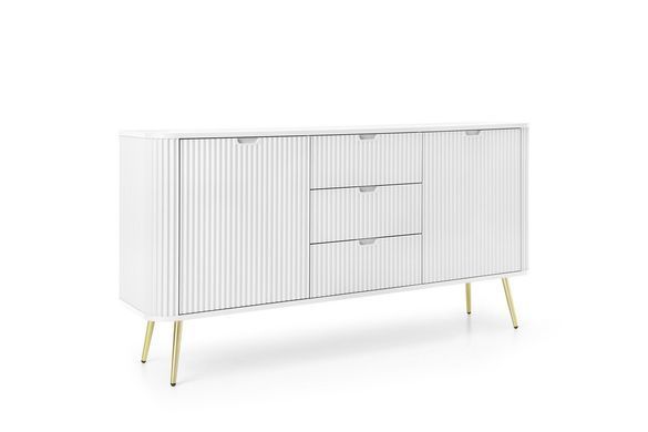 Комод Perfect Home Зова/Zova 2-дверный с 3 ящиками и золотыми ножками KSZ168 Белый фотография