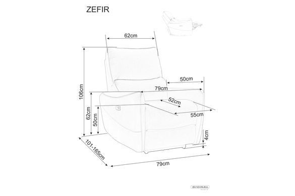 Крісло розкладне ZEFIR Signal Сірий фотографія