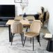 Комплект стол MEBEL ELITE GLOS 135х80 см Дуб Золотой / Черный +4 стула LILAC Беж