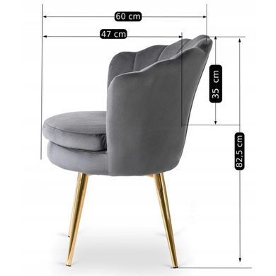 Стул бархатный MEBEL ELITE VIOLA Velvet Серый/золото фотография