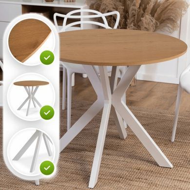 Стол MEBEL ELITE LAUREN 90X90 дуб золотой/белый фотография