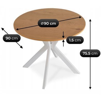 Стол MEBEL ELITE LAUREN 90X90 дуб золотой/белый фотография