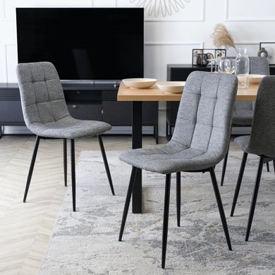 Комплект стіл MEBEL ELITE GLOS 135х80 см Дуб Золотий / Чорний +4 стільці PERU 2 Сірий фотографія