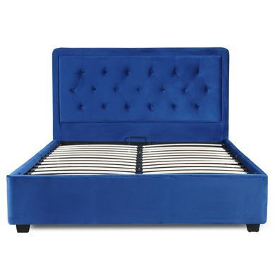 Ліжко двоспальне оксамитове MEBEL ELITE CROS Velvet 160x200 см Синій фотографія