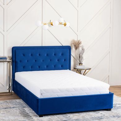 Ліжко двоспальне оксамитове MEBEL ELITE CROS Velvet 160x200 см Синій фотографія