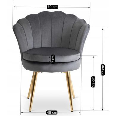 Стул бархатный MEBEL ELITE VIOLA Velvet Серый/золото фотография