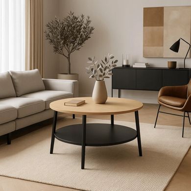 Журнальный столик MEBEL ELITE PAULO MAX 80x80 Дуб/черный фотография