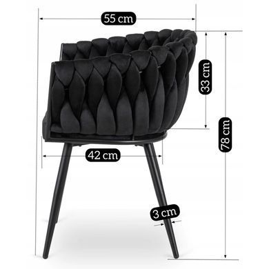 Стул бархатный MEBEL ELITE ELENA Velvet Черный фотография