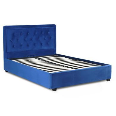 Ліжко двоспальне оксамитове MEBEL ELITE CROS Velvet 160x200 см Синій фотографія