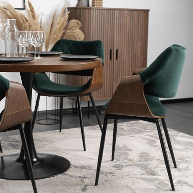 Стул бархатный MEBEL ELITE DAKOTA Velvet, Зеленый / ореховый фотография