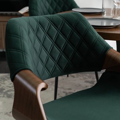 Стул бархатный MEBEL ELITE DAKOTA Velvet, Зеленый / ореховый фотография