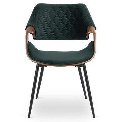 Стул бархатный MEBEL ELITE DAKOTA Velvet, Зеленый / ореховый фотография