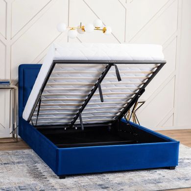 Ліжко двоспальне оксамитове MEBEL ELITE CROS Velvet 160x200 см Синій фотографія