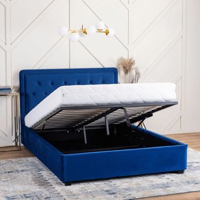 Ліжко двоспальне оксамитове MEBEL ELITE CROS Velvet 160x200 см Синій фотографія