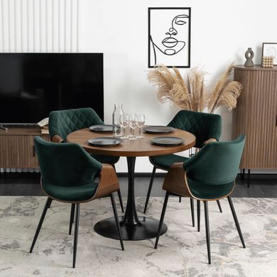Стул бархатный MEBEL ELITE DAKOTA Velvet, Зеленый / ореховый фотография