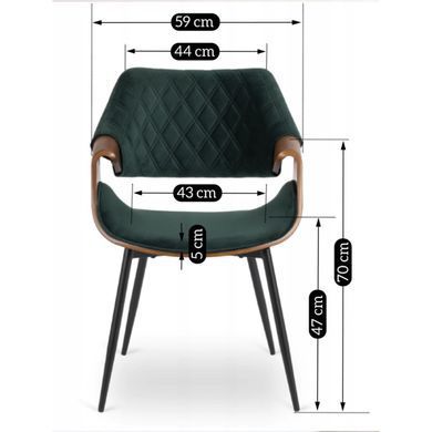 Стул бархатный MEBEL ELITE DAKOTA Velvet, Зеленый / ореховый фотография