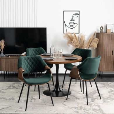 Стул бархатный MEBEL ELITE DAKOTA Velvet, Зеленый / ореховый фотография