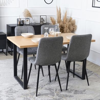 Комплект стіл MEBEL ELITE GLOS 135х80 см Дуб Золотий / Чорний +4 стільці PERU 2 Сірий фотографія
