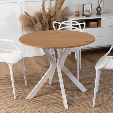 Стол MEBEL ELITE LAUREN 90X90 дуб золотой/белый фотография