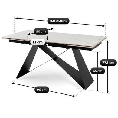 Стол раскладной MEBEL ELITE VICTOR 160(240)х90 см Белый/ черный фотография