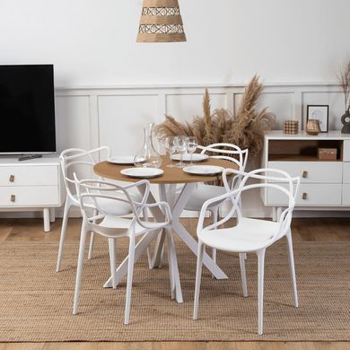 Стол MEBEL ELITE LAUREN 90X90 дуб золотой/белый фотография
