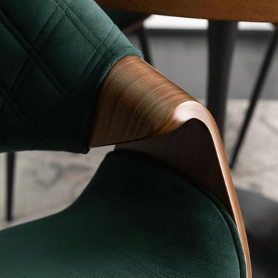 Стул бархатный MEBEL ELITE DAKOTA Velvet, Зеленый / ореховый фотография
