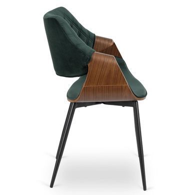 Стул бархатный MEBEL ELITE DAKOTA Velvet, Зеленый / ореховый фотография