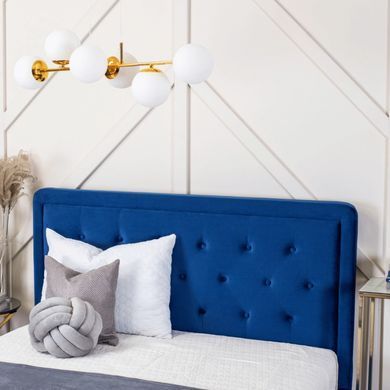 Ліжко двоспальне оксамитове MEBEL ELITE CROS Velvet 160x200 см Синій фотографія