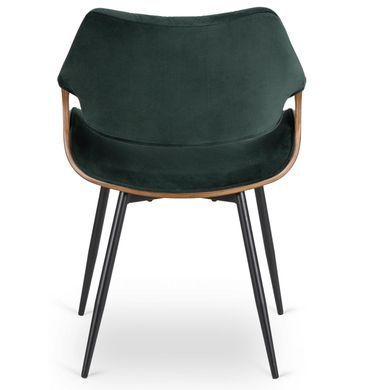 Стул бархатный MEBEL ELITE DAKOTA Velvet, Зеленый / ореховый фотография