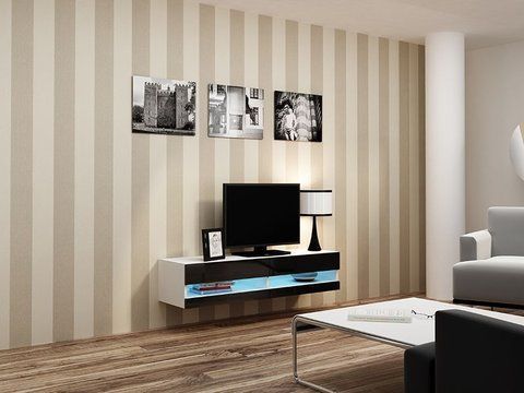 ТВ Тумба VIGO RTV Cama 140 New Білий Мат / Чорний Глянець фотографія